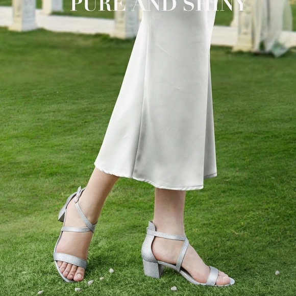 Ankis Silver Strappy Block Heel Sandals #456 - Picture 11 of 11